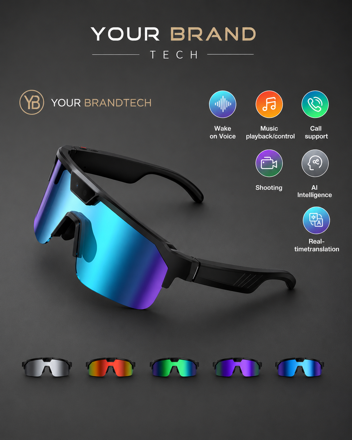 Zeblaze 800W Pixel Camera Smart Glasses Men 1280P Video Recording AI