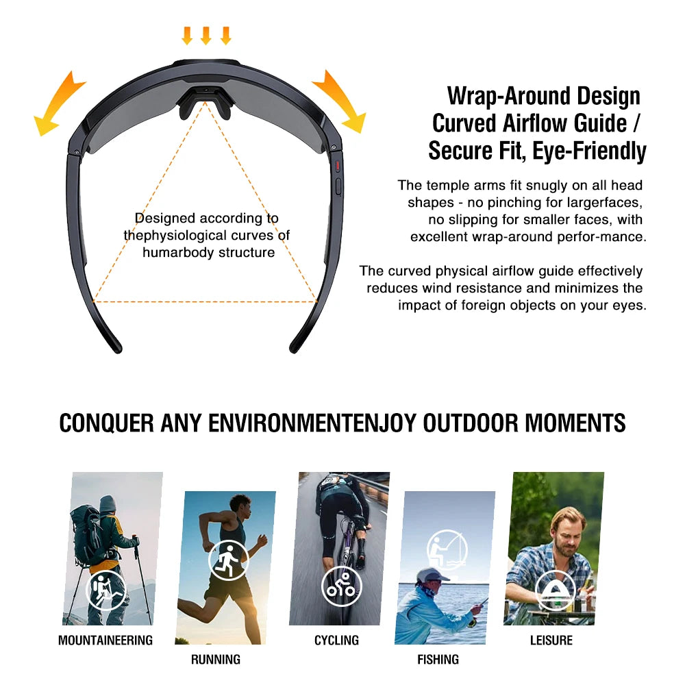 Zeblaze 800W Pixel Camera Smart Glasses Men 1280P Video Recording AI