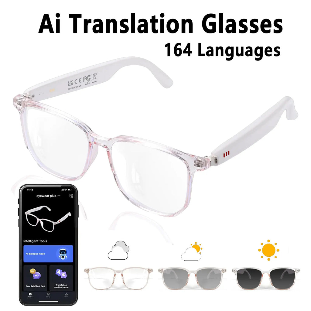 Lunettes Audio Intelligentes – Traduction en Temps Réel, Musique Hi-Fi & Lentilles Photochromiques